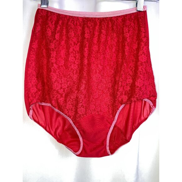Vintage 60s Sz 6 Van Raalte Red Lace Front Granny panty